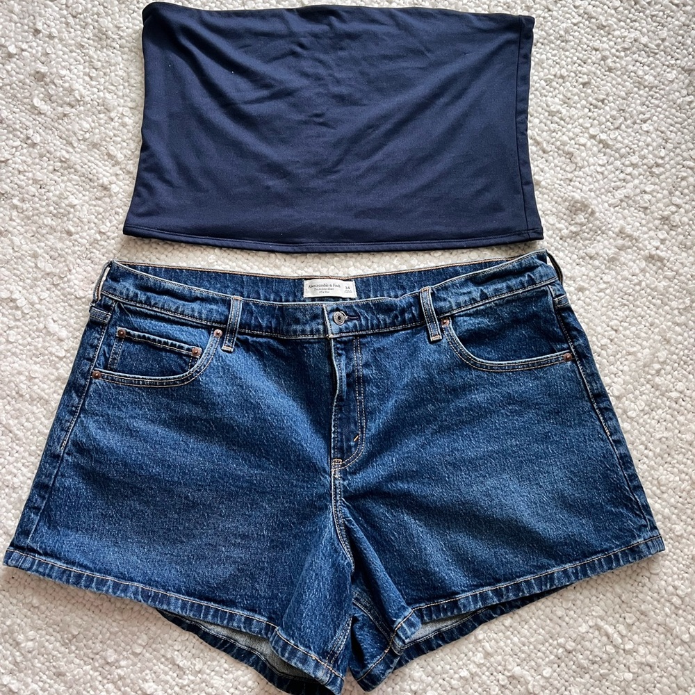 Abercrombie & Fitch Dark Blue Jean Shorts
